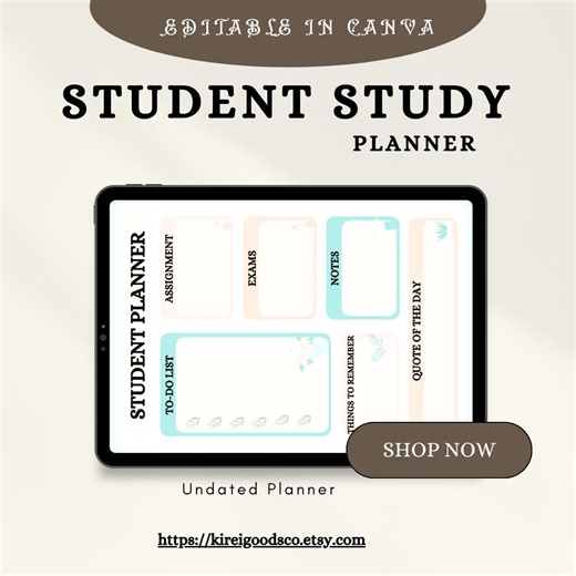Printable Digital Student Study Planner| Assignment Tracker for Students| Digital School Planner - Etsy