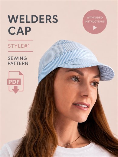 Welder Cap Sewing Pattern in 5 Sizes | 4-panel Reversible Workwear Hat Template | DIY Industrial Headwear PDF With Video Instructions - Etsy