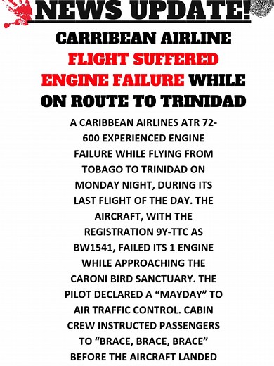 Engine Failure Emergency: Caribbean Airlines Flight Update