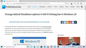 Change default Shutdown options in Alt+F4 Dialog box in Windows 11/10