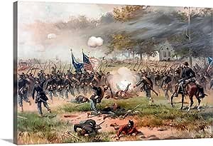 CANVAS ON DEMAND Civil War Painting of Union and Confederate Troops Fighting At the Battle of Antietam Canvas Wall Art Print by Vernon Lewis Gallery, Vintage, Home Decor, Horse Artwork,18" x12in
