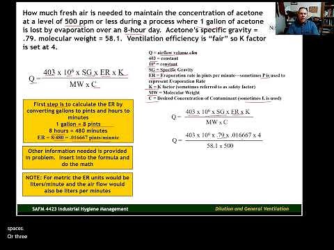 Dilution Ventilation: Controlling Contaminant Concentration Example #1
