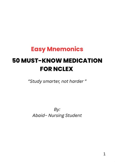 Top 50 NCLEX Medications Guide | Study Mnemonics   Practice Questions PDF | Nursing Student Digital Download - Etsy