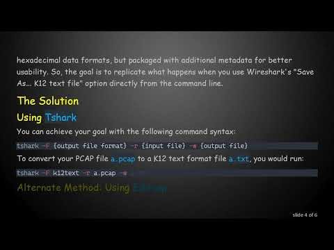 How to Save PCAP File to Text File Using Tshark from Command Line