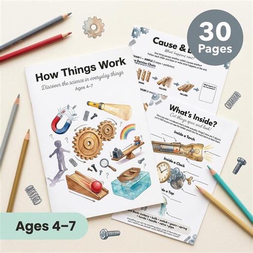 How Things Work STEM Printables | Simple Machines, Magnets, Levers (ages 4-7) - Etsy