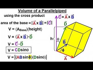 Calculus 3: Vector Calculus in 3-D (29 of 35) Volume of a Parallelpiped