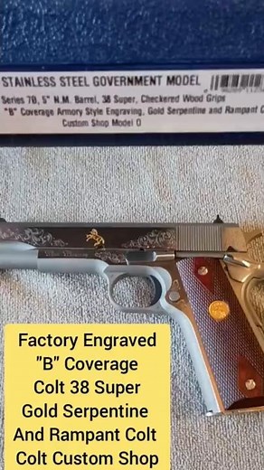 Factory Engraved Colt 38 Super "B" Coverage with Gold Serpentine and Rampant Colt