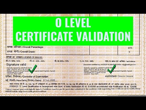 NIELIT (Doeacc) O Level Digital Cetificate Signature Validate/Verify [HD]