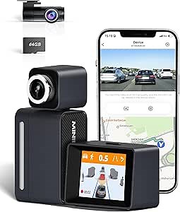 4K Dash Cam Front and Rear, Dual Dash Camera for Cars 4K+1080P - MINIEYE C2M AI Collision Avoidance Device, 2.4'' LCD, Built-in 5G WiFi GPS, ADAS, Loop Recording, Super Night Vision, APP OTA Update