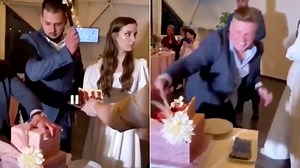 Wedding cake destroyed by destructive guest