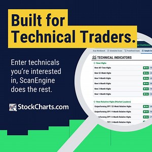 New opportunities are at your fingertips with StockCharts.com's Advanced Technical ScanEngine. 🔍This powerful scanning tool enables users to instantly search for specific technical patterns and conditions across thousands of securities, helping identify potential trading opportunities.💸 Just enter the technical signals you are interested in, and our ScanEngine does the rest! 🧑‍💻 📈Investing isn't easy, but learning how to use the ScanEngine effectively may be one of the most profitable decis
