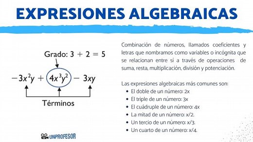 Expresiones ALGEBRAICAS con ejemplos - resumen FÁCIL!