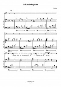 Mistral Gagnant (voix Renaud, acc. piano) (Renaud) - Partition Piano