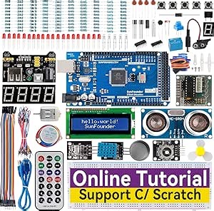 SunFounder The Most Complete Starter Project Kit Compatible with Arduino IDE Mega 2560 R3 Mega328 Nano Mega2560, Scratch Coding, Included 42 Online Tutorials