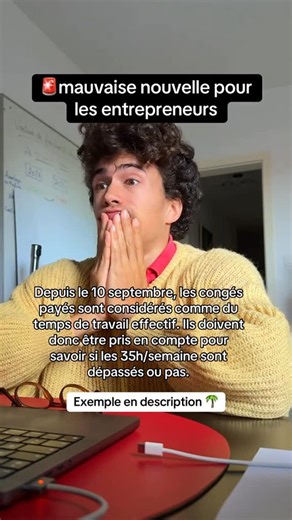 Basilou on Instagram: "🧨 2e vidéo la plus vue cette année ! +425.000 vues Le réseau où elle fait le plus de vues : Instagram. Un nouveau format plus informatif sur l’actualité qui vous a plutôt bien plu 😍 Les détails : Avant le 10 septembre : Les congés payés ne comptaient pas dans le calcul des heures supplémentaires. —> Exemple de quelqu’un à 35h : 1. Il pose son vendredi OFF, travaille 32h en début de semaine soit 8h/jour. 2. On comptait juste 32h, pas de dépassement des 35h. 3. Pas d’heure