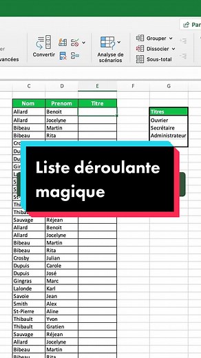 Comment créer une liste déroulante sur Excel? #excelfrancais #apprendreexcel #astuceexcel #raccourci