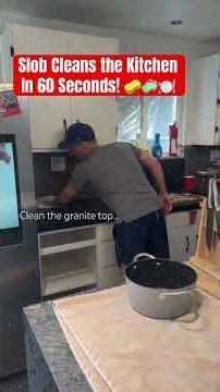 Slob cleans the whole kitchen in 60 Seconds! Awesome time-lapse video.