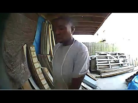 Surveillance video of man pooping outside house