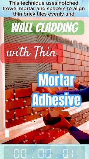 Wall Cladding with Thin Brick Tiles Using Mortar Adhesive and Precision Spacers