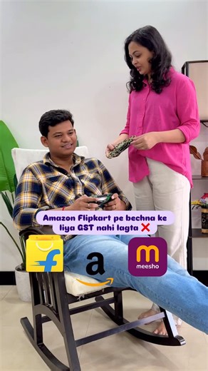 CA Urvesh Swarnakar | Business & Finance on Instagram: "GST kyu lena padega. Couple explaining in dramatic way with realistic example how even if you sale handmade goods on e-commerce websites. Even the small business needs to obtain gst registration in order to register the product on Amazon, Flipkart and Meesho. (Couple, dramatic, realistic, informative, funny, comedy, laughter, Flipkart, Amazon, Meesho, online sale, magnetic bookmarks, handicrafts, home made products business, gst, registrati