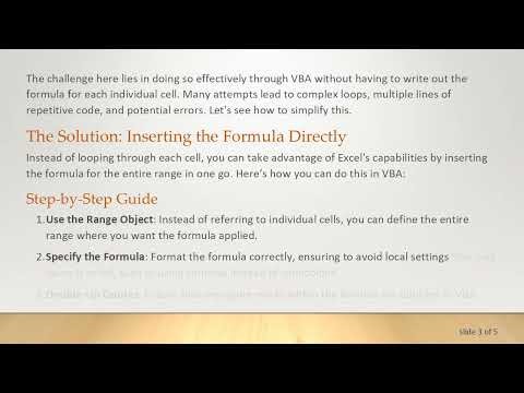 How to Efficiently Insert a Formula in Excel Using VBA