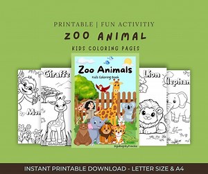 Zoo Animal Coloring Pages – Printable Kids Coloring Sheets – Safari Jungle Animals – Educational & Fun Activities for Children - Etsy