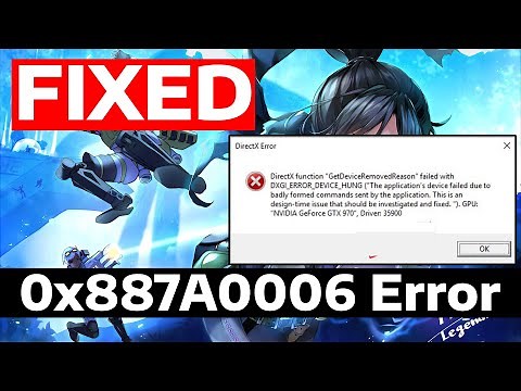 How To Fix Apex Legends DXGI ERROR DEVICE HUNG Engine Error 0x887A0006