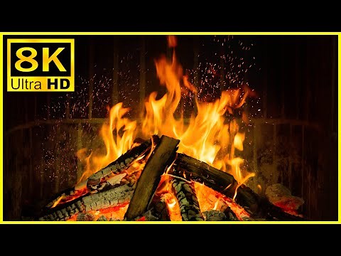 Wonderful Relaxing Fireplace 8K 🔥 Burning Fireplace & Crackling Fire Sounds 10 Hours | Cozy Ambience
