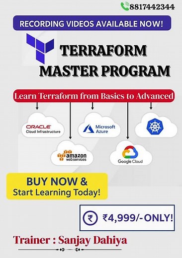 Terraform Complete Course Recording | Trainer: Sanjay Dahiya | ₹4,999/- Only #terraform #recording