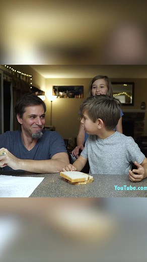 Dad Teaches Kids Peanut Butter and Jelly Sandwich Instructions