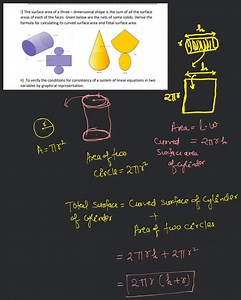 1) The surface area of a three - dimensional shape is the sum o... | Filo