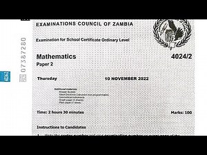 Maths paper 2 (2022 internal section A ECZ)