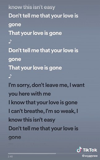 i'm sorry, don't leave me:(( #loveisgone #lyrics #fyp | Love Is Gone