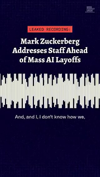 LEAKED AUDIO FROM META ALL-HANDS AHEAD OF LAYOFFS TOMORROWMark Zuckerberg, in his own words, told Meta employees their devices are being tracked to train AI models.His reasoning? Meta employees are smarter than the contract workers the rest of the industry uses for data labeling. So instead of hiring outside help, Meta is turning its own workforce into training data."The average intelligence of the people who are at this company is significantly higher than the average set of people that you can