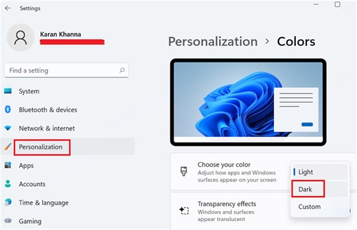 How to activate Dark Mode on Windows 11