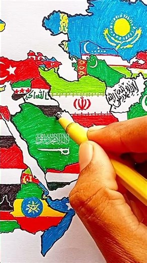 Draw Flag Map of Kuwait 🇰🇼 #kuwait