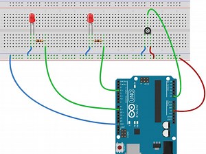Working with a Potentiometer and Two LEDs