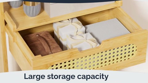 Amazer Bamboo Ladder Shelf, 5-Tier Wall Mounted Ladder Bookshelf with Drawer, Ladder Bookcase Rack Units for Bedroom, Living Room, Home