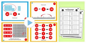 Year 2 Subtracting Two-Digit Numbers and Ones Crossing 10 Lesson Teaching Pack