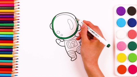 Coloring in a Drawing of an Astronaut
