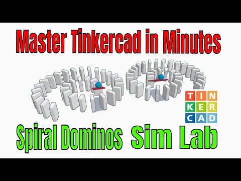 A Spiral Domino Run using Tinkercad Sim Lab for Absolute Beginners!