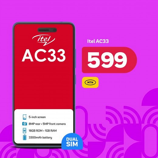 Keep connected with our incredible MTN deals! 💥 View our amazing collection of smartphones at the lowest prices: https://bit.ly/33XfKPk *Itel AC33 599 *Mobicel Titan 899 *Nokia C1 1199 *Hisense E40 Lite 1499 | PEP