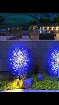 Solar Garden Lights 4 Pack USB C Charge 200 LED Firework Lights Review, very nice garden fireworks l