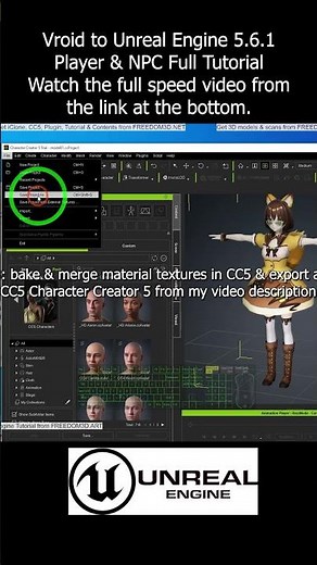 Vroid to Unreal Engine 5.6.1 Player & NPC Full Tutorial #vroid #ue5 #unrealengine #voicetutorial