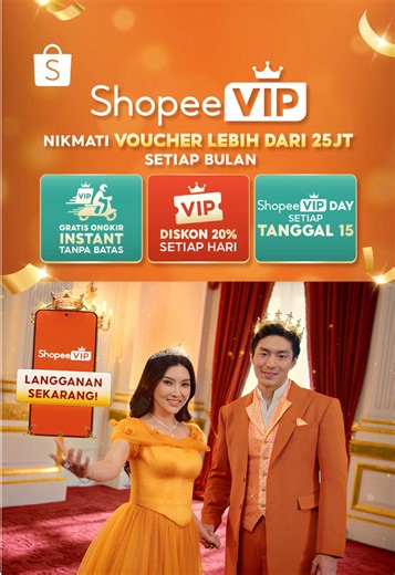 Sobat Shopee, yuk join ShopeeVIP👑 Kamu bisa dapatkan Diskon 20% tiap hari, Gratis Ongkir Instant Tanpa Batas dan setiap tanggal 15 ada ShopeeVIP Day🎁 Semua PROMO ini bisa kamu dapatkan hanya dengan bayar Rp29.900 per 6 bulan! 🎉 Yuk langganan ShopeeVIP sekarang~ #ShopeeVIP #LebihHematLebihCepatdiShopee