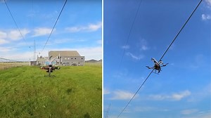 Non-stop drone operations enabled by overhead power line recharging
