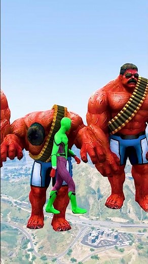 GTA 5 Epic Ragdolls | Green Spider Man vs King Kong & RED Hulk Jump Fails EP #shorts #gta #spiderman