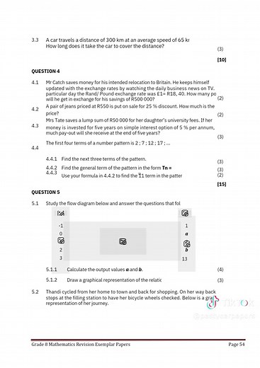 Grade 8 Maths Revision Questions & Memo