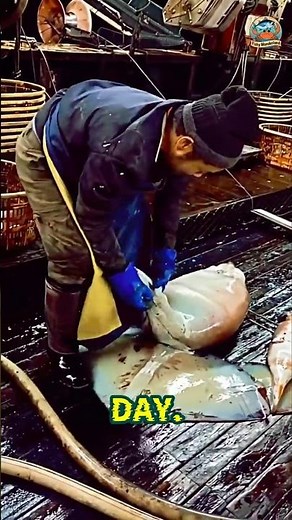 🦑 Giant Squid Looks Like a Hog… and Fisherman Freaks Out! 🤪 #squid #seafood #fisherman