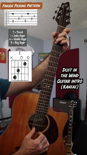 458K views · 10K reactions | The intro to dust in the wind by Kansas, played on my Breedlove acoustic up close to the camera with chord chats and a finger picking pattern to help you learn to play it. #guitarlesson #dustinthewind #fingerstyleguitar #kansasrockband #acousticguitar | Anthony Parker and the Near Life Experience | Facebook